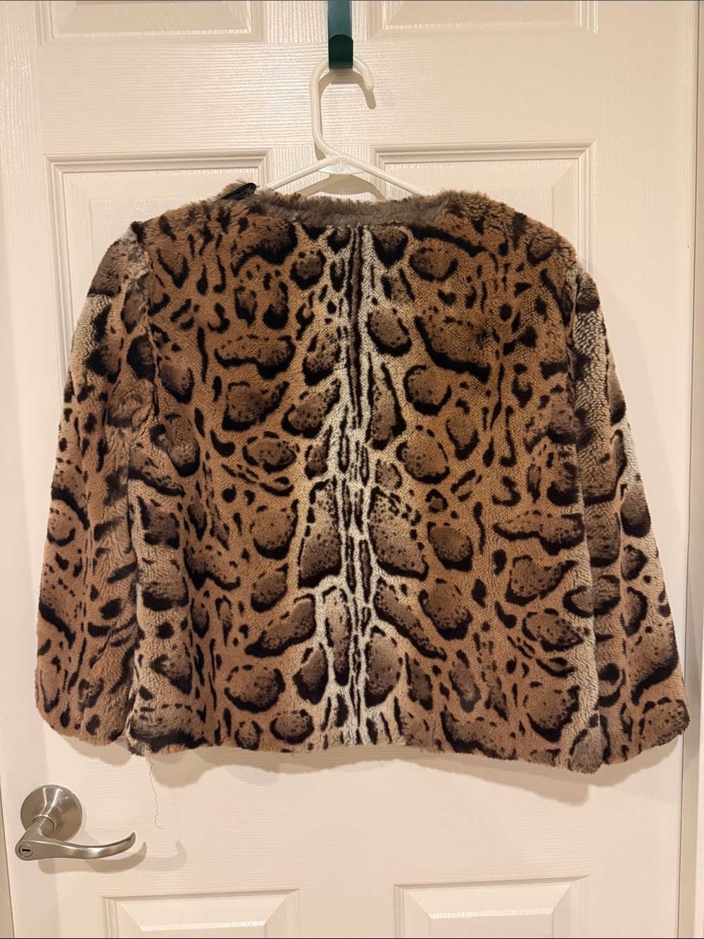 St. John Leopard Print Faux Fur Coat in Brown and Black - Picture 2 of 5
